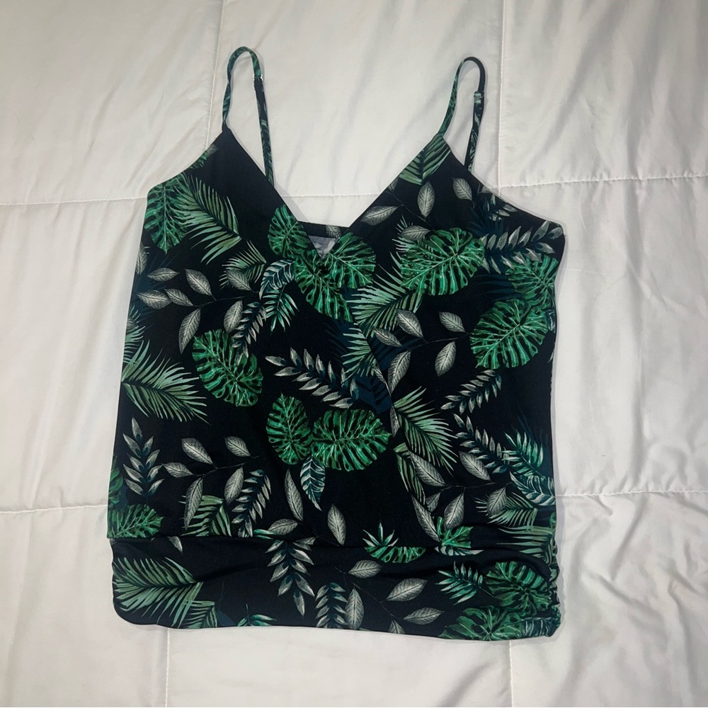 Tropical Leaf Print Cami Top